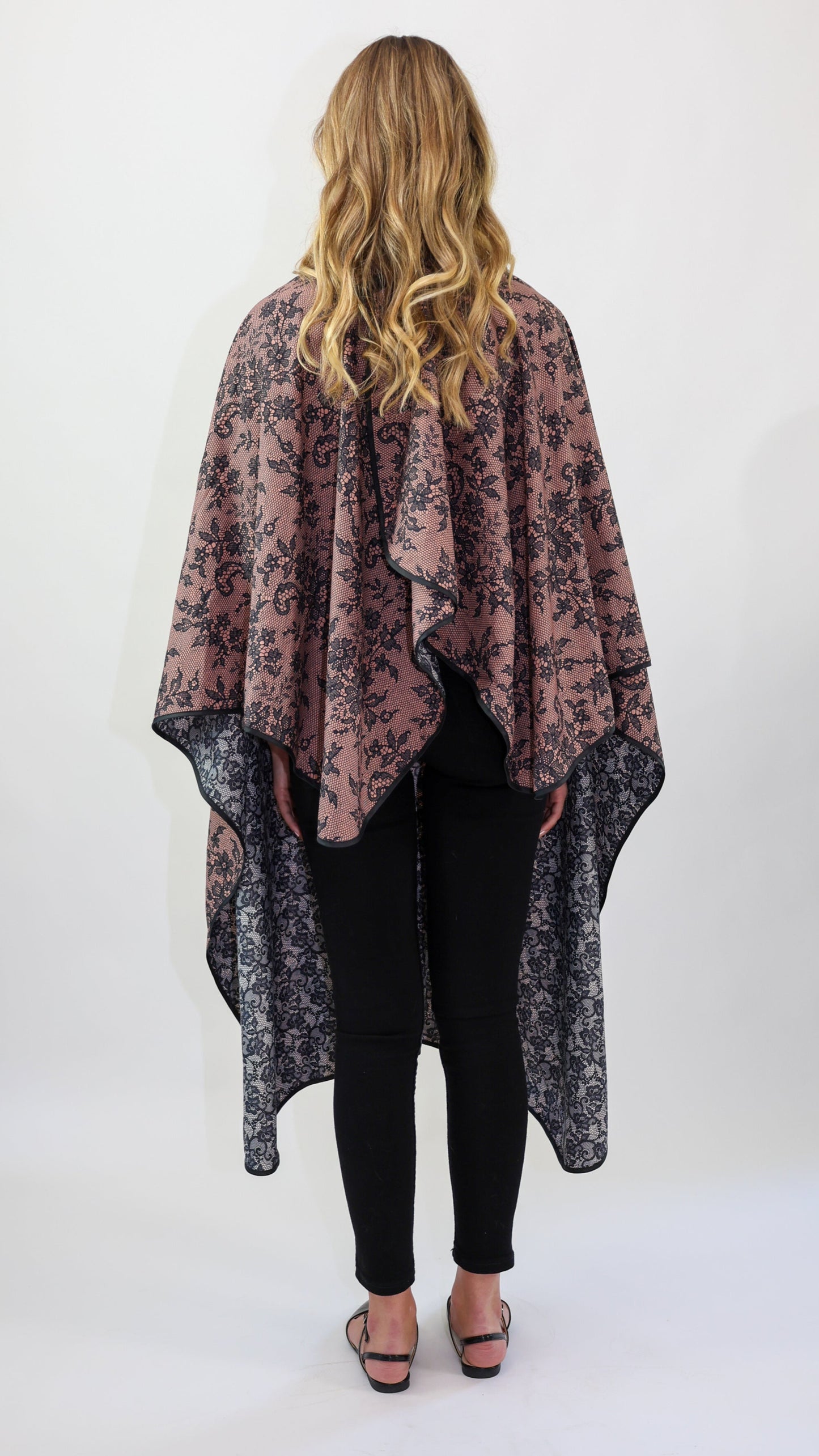 A MOULIN ROUGE REVERSIBLE BLUSH/IVORY LACE CAPE CUSTOM BRANDING