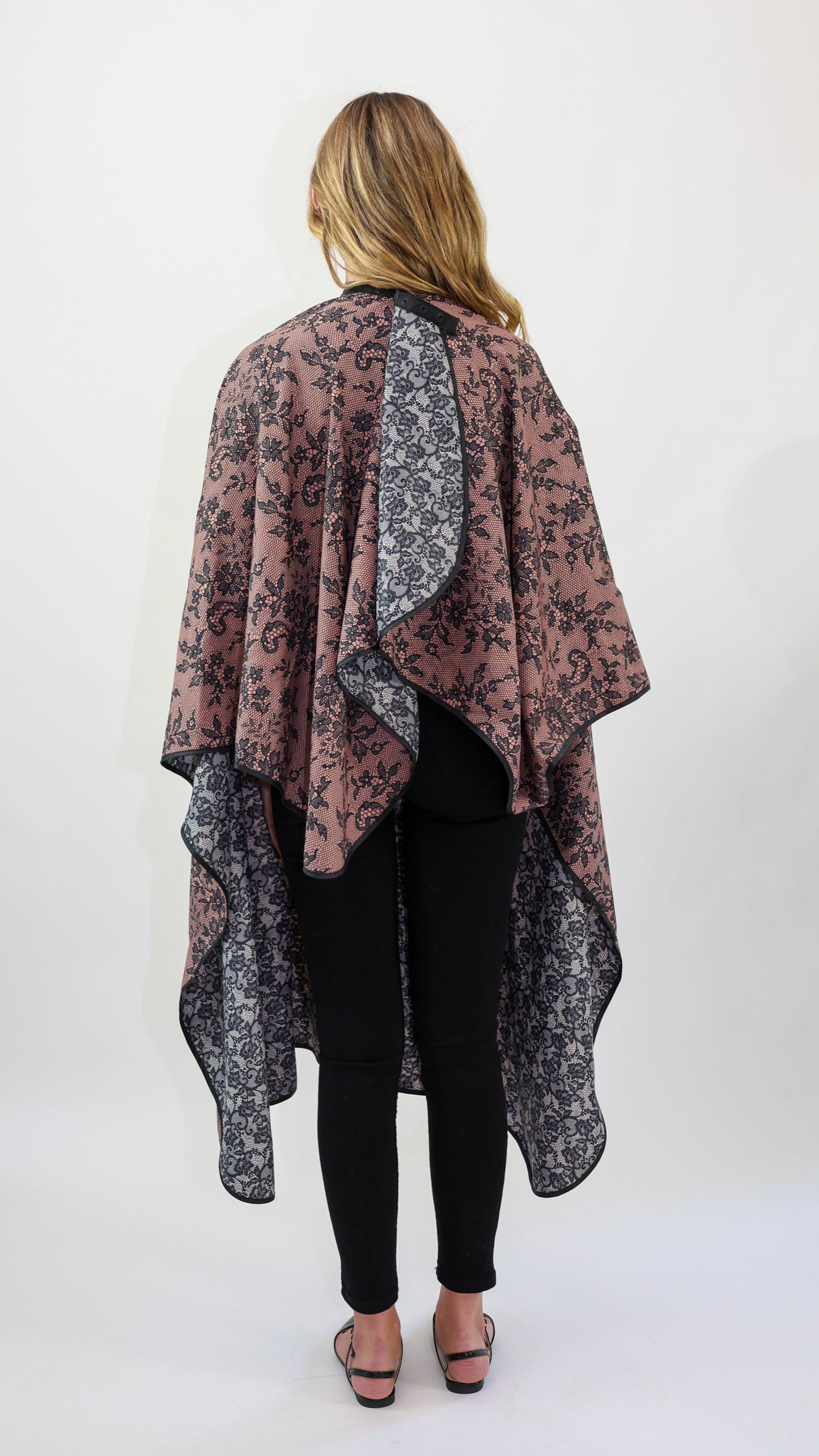 A MOULIN ROUGE REVERSIBLE BLUSH/IVORY LACE CAPE CUSTOM BRANDING