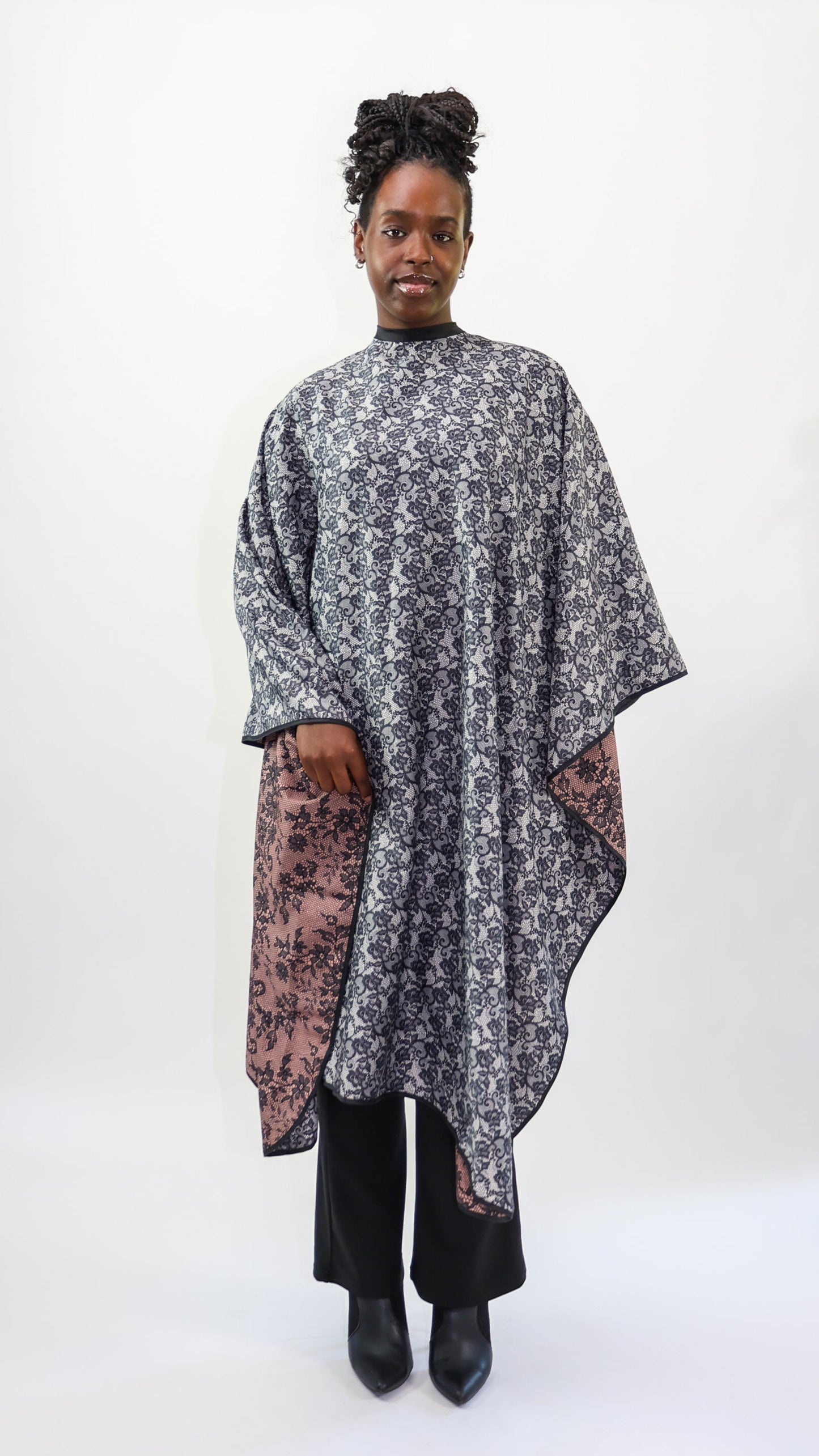 A MOULIN ROUGE REVERSIBLE BLUSH/IVORY LACE CAPE CUSTOM BRANDING