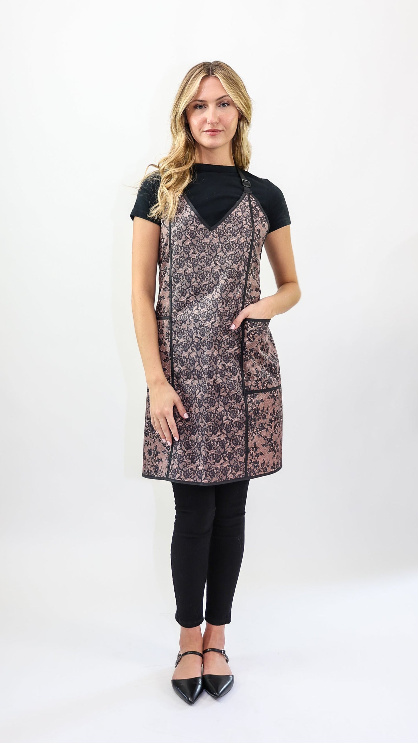B MOULIN ROUGE PLUNGE APRON BLUSH LACE CUSTOM BRANDING