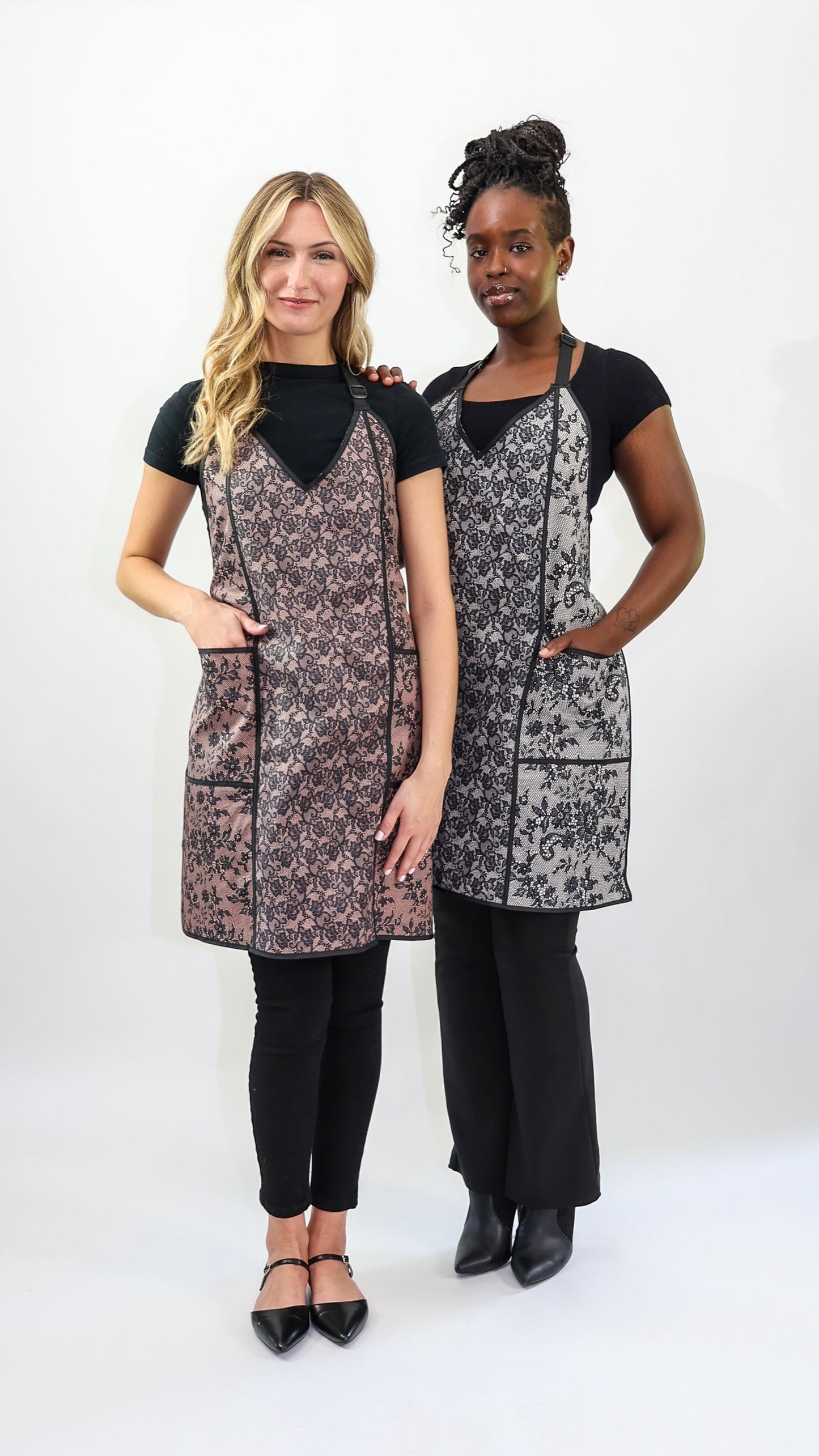 B MOULIN ROUGE PLUNGE APRON BLUSH LACE CUSTOM BRANDING