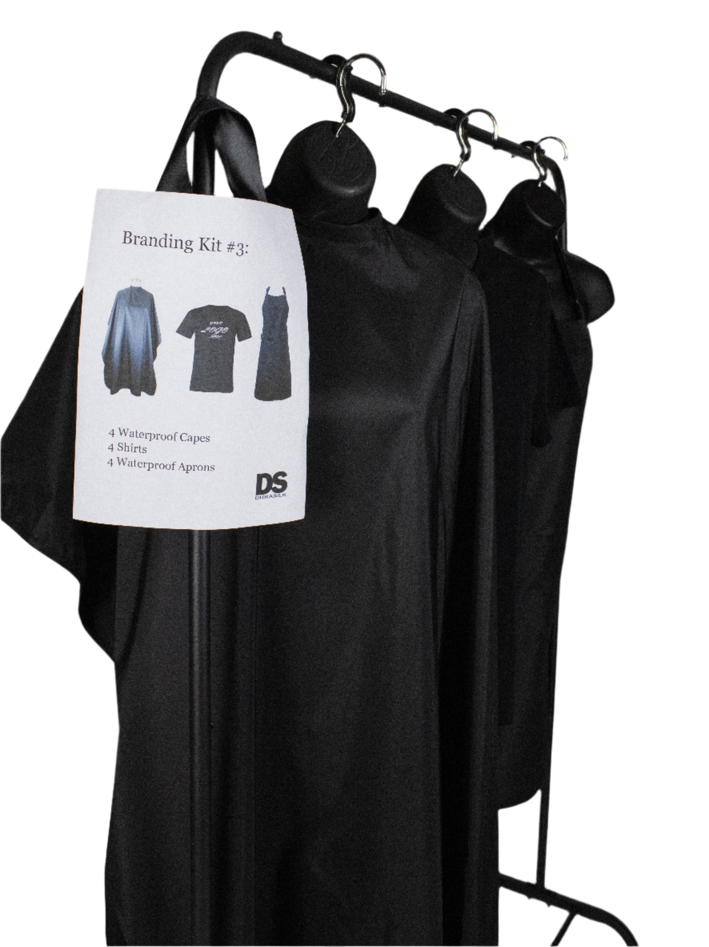 BRANDING STUDIO KIT 3: 4 WATERPROOF CAPES / 4 WATERPROOF APRONS / 4 SHIRTS WITH LOGO