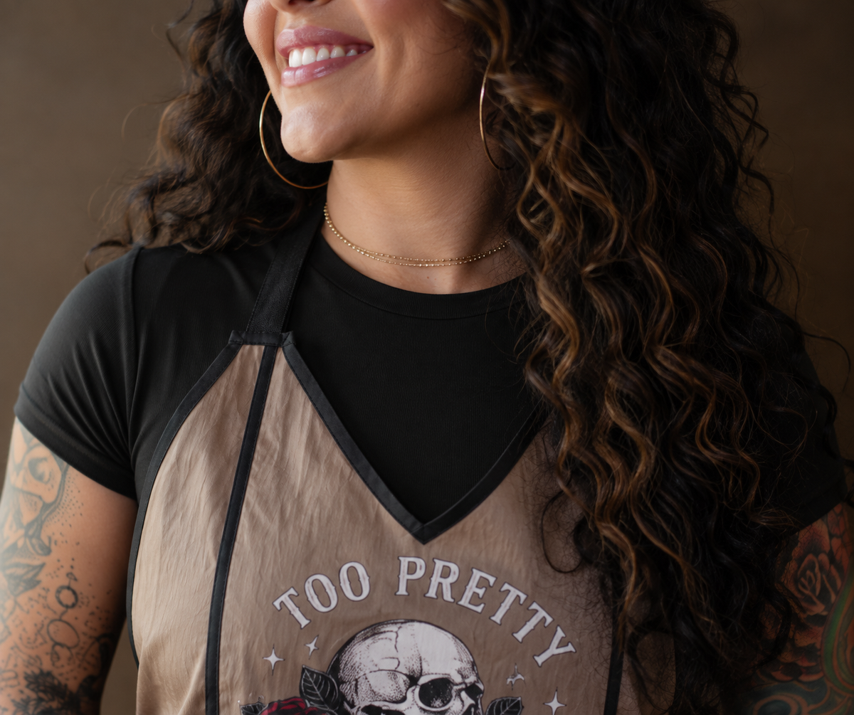 SKULL WITH FLOWERS APRON