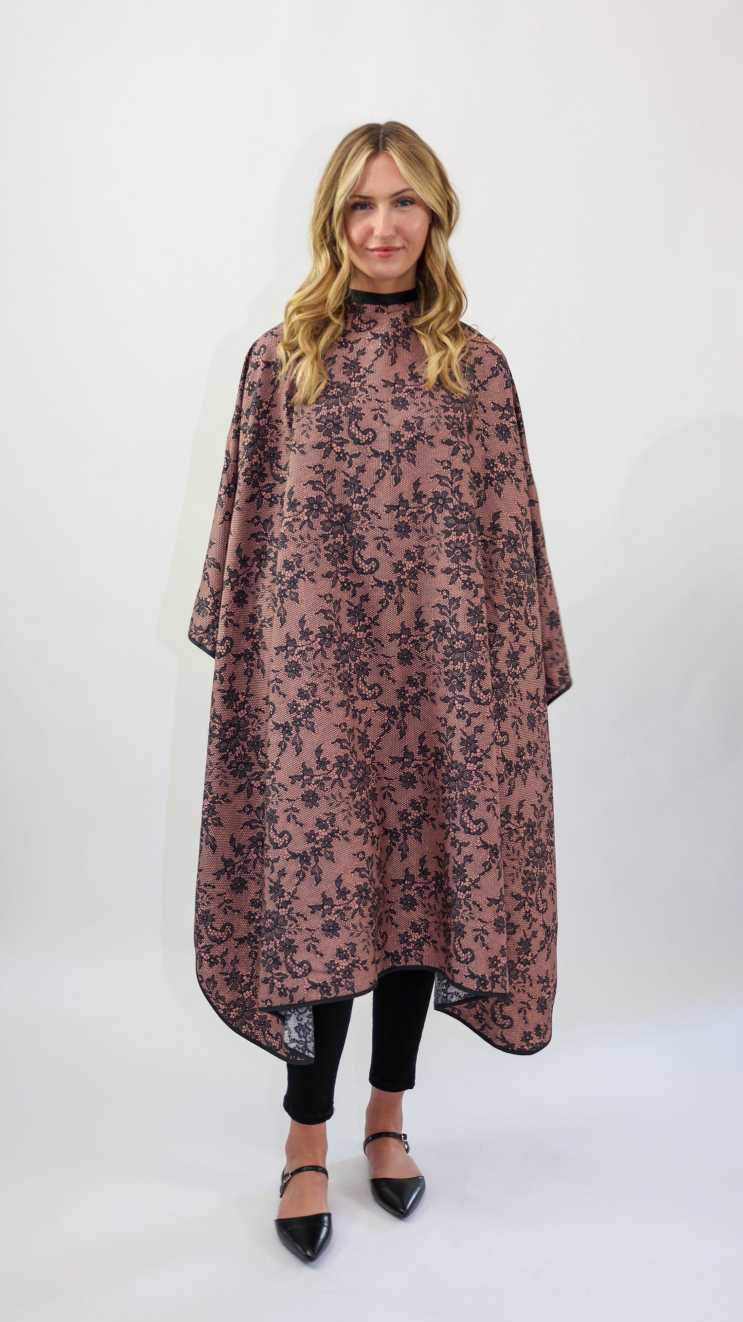 A MOULIN ROUGE REVERSIBLE BLUSH/IVORY LACE CAPE CUSTOM BRANDING