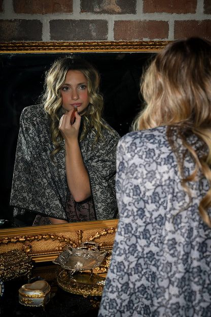 A MOULIN ROUGE REVERSIBLE BLUSH/IVORY LACE CAPE CUSTOM BRANDING
