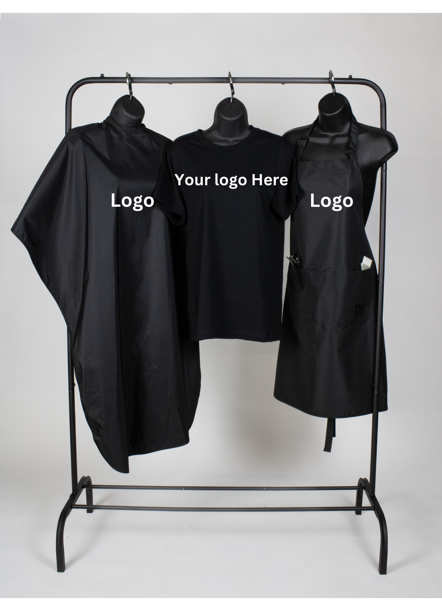 Branding Studio Kit 3: 4 Waterproof Capes / 4 Waterproof Aprons / 4 Shirts with Logo