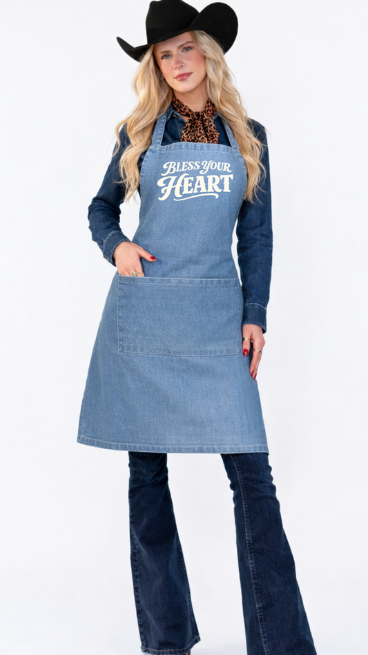 "BLESS YOUR HEART" DENIM APRON